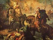 Theodore Chasseriau Arab Chiefs Challenging to Combat under a City Ramparts oil on canvas
